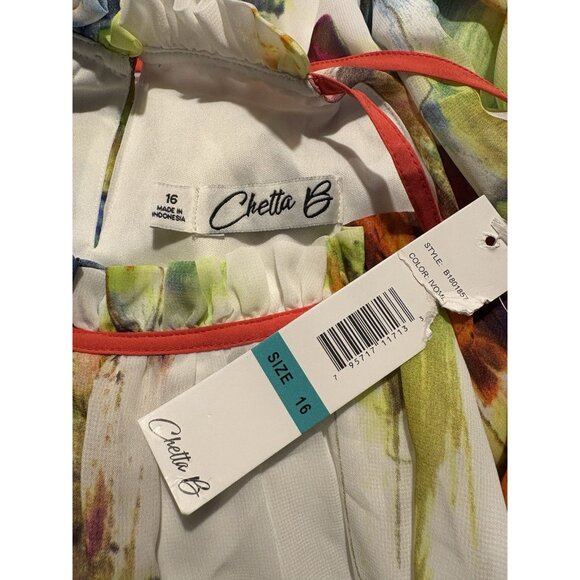 CHEETA B Sleeveless Halter Chiffon Maxi Dress NEW Multicolor Abstract Size 16 - Picture 6 of 8